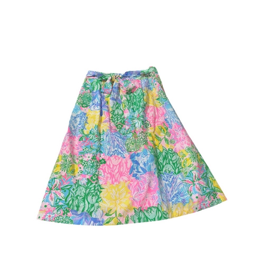 NEW LILLY PULITZER rowena midi skirt in multi bright patch delight
